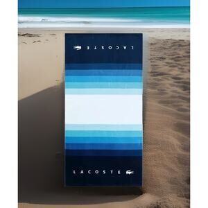 Lacoste Beach Towel 100% Cotton Waterfall 36 x72 Inch Luxury Blue Pool Lake Home